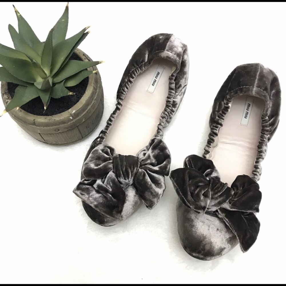 Miu Miu Velvet Bow Flats